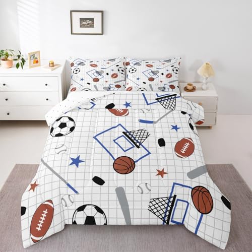 Image of Feelyou Ball Sport Comforter Set All Season Bedding Queen for Kids