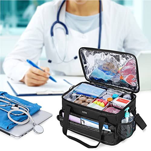 Trunab Large Insulated Medical Bag With Adjustable Dividers, Easy Clean Trauma Bag, Medicine Supplies Storage Bag For Home, Travel, Camping, Bag Only - Patented Design, Black #TOP6