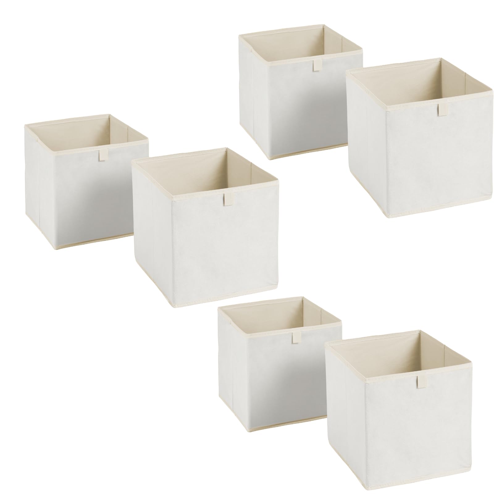 OHS Pack of 6 Matte Velvet Cube Storage Boxes Home Organiser Toys Clothing Bathroom Pop Up Foldable Collapsible Storage Boxes Space Saving Shelves Organiser Cube Baskets, Natural