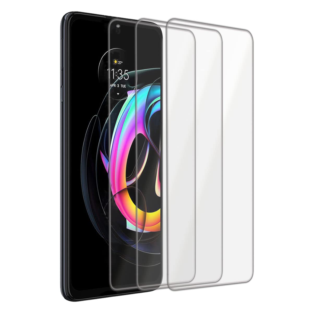 3 Packs Screen Protector Case Friendly Anti-Scratch Ultra-Thin Clear HD Hardness Shatter Proof Tempered Glass Protective Film for Moto Edge 20 Lite.