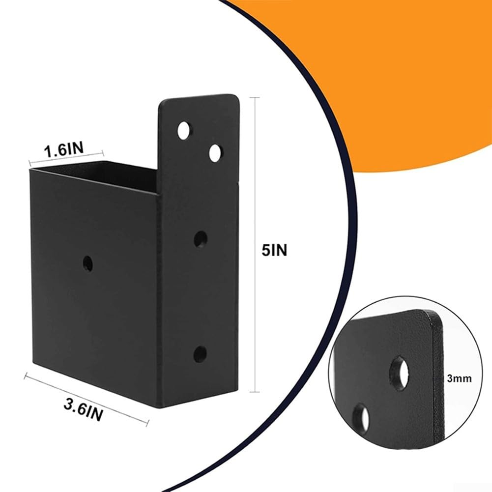 Confezione da 4 staffe per pergola in acciaio al carbonio nero per montaggio su pali in legno 2 x 4 e supporto per ringhiera, kit di connettori resistenti per progetti di costruzione di