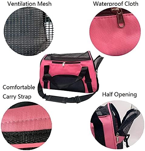 TIYOLAT Pet Carrier Bag, Airline Approved Duffle Bags, Pet Travel Portable Bag Home for Little Dogs, Cats and Puppies, Small Animals (M, Pink)