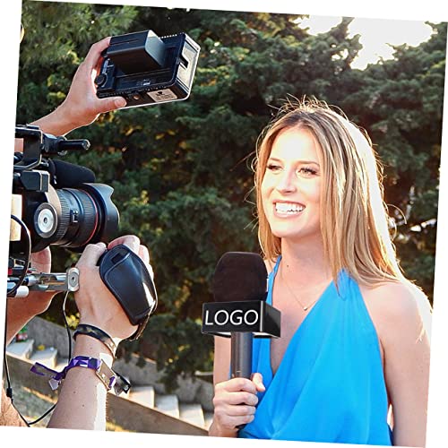 VICASKY 8 Peças Logotipo Do Microfone Entrevista Microfone Bandeira De Entrevista De Microfone Logot
