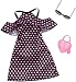 Barbie Complete Looks Doll Clothes, Outfit Dolls Featuring Black Dress with Heart Print and Cut-Out Shoulders Plus 2 Accessories, Gift for 3 to 8 Year Olds