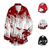 Chemise Manches Longues Impression traîneau Noel Fantaisie, Chemises Homme Col Cassé Bou...