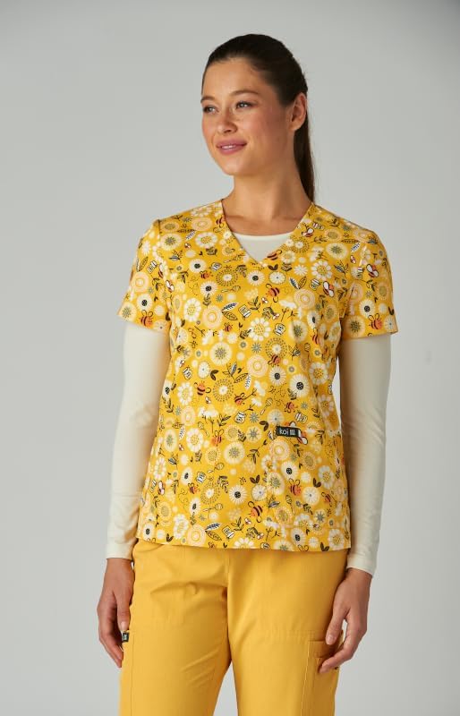 KOI Basics Leslie Women's 2-Pocket Stretch Print Top