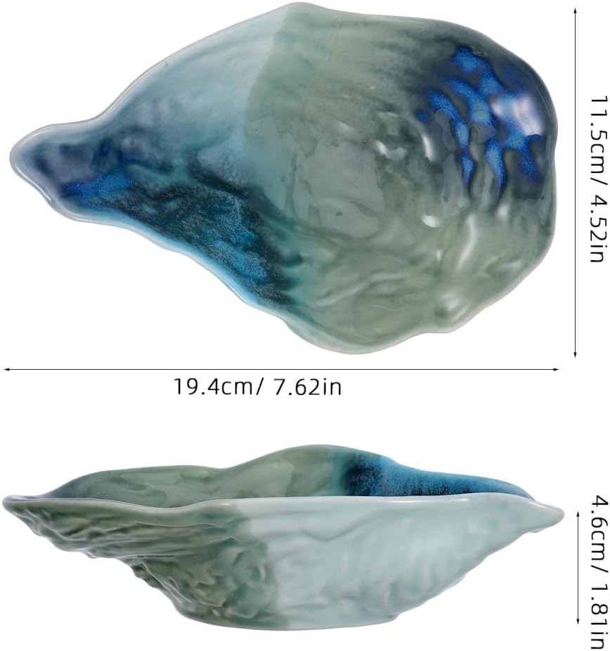 ABOOFAN Oyster Shell-Shaped Ceramic Small Serving Dish 7.63X4.52X1.81In Decorative Tray for Fruit Salad Dipping Sauce Jewelry Display Home Dining Table