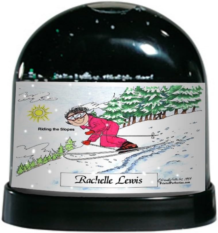 PrintedPerfection.com Personalized Skier, Snow - Female Snow Globe Gift