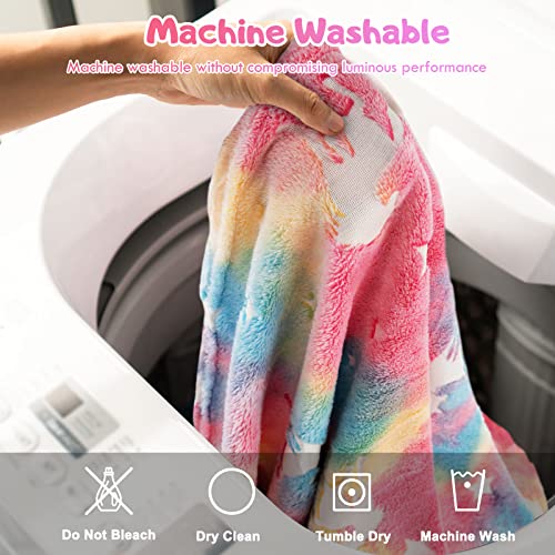 RAINBEAN Glow In The Dark Throw Blanket, Unicorn Blanket for Girls, Luminous Kids Blanket, Soft Blankets for 3-10 Year Old Girl Birthday ChristmasThanksgiving Day Gifts(200 * 150cm) - Image 4