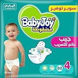 BabyJoy Compressed diapers with back leakage stopper , Size 4, Large, 10-18 Kg, Super Saving pack, 80 Diapers