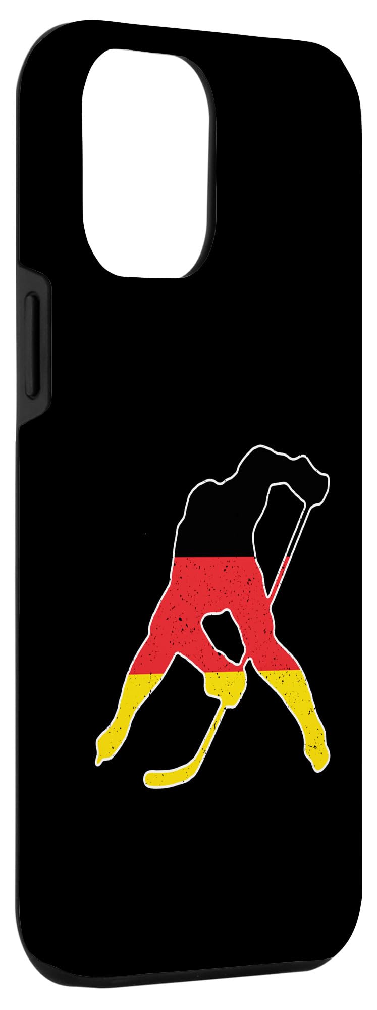 iPhone 14 Pro Max Vintage Germany Flag In German Hockey Player Silhouette Case - Image 3