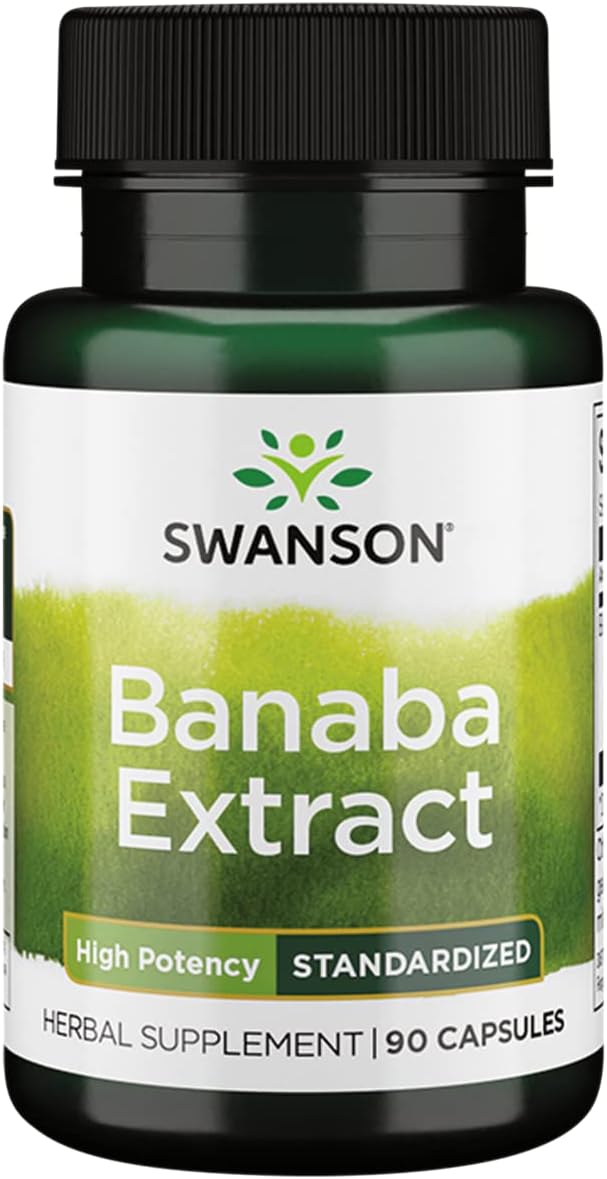 Swanson High Potency Banaba Extract - Herbal Supplement to Hep Maintain Healthy Blood Glucose Levels - Supporting Daily Health Maintenance - (90 Capsules, 60mg Each)