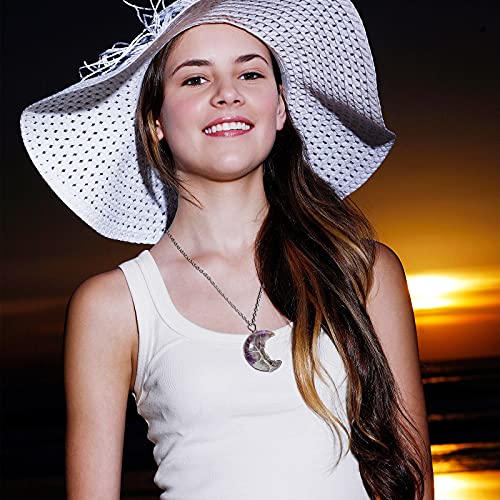 2 Pcs Crystal Necklaces Life Tree Crescent Moon Necklace Quartz Moon Jewelry Gemstone Pendant For Women () #TOP3