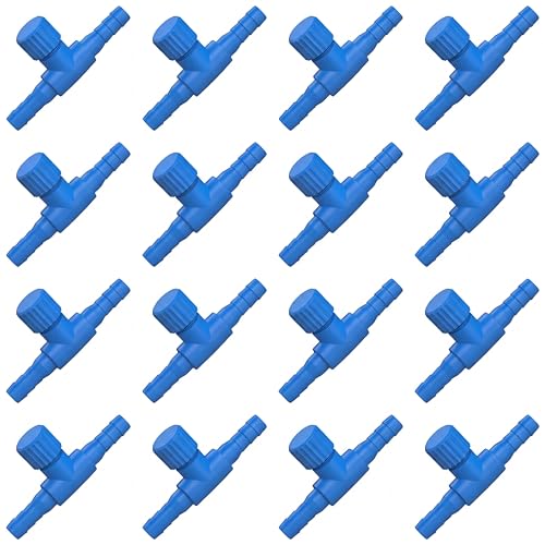 Image of Honoson 30 Pieces Aquarium Air Control Valve T Shaped Air Pump Control Valves Single Way Plastic Flow Regulator for 4 mm Hose Line Tubing Connector(Blue)