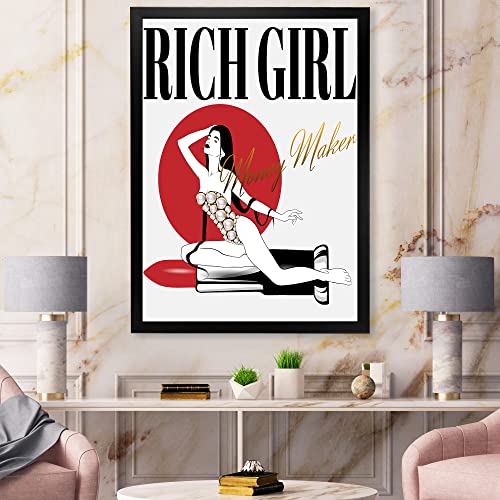 Image of DesignQ Girl In Swimsuit With Pomade Vintage Framed Wall Art