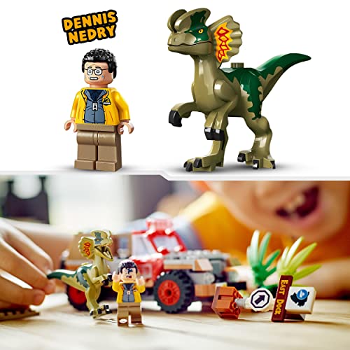 LEGO Jurassic Park Dilophosaurus Ambush Dinosaur Toy for Boys Girls, Kids 6 Plus Years Old, with Dino Figure and Jeep Car Toy - Image 4