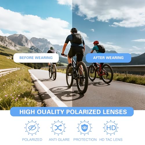 suoso Sports Cycling Glasses for Men: UV400 Polarized Wraparound Sunglasses for Women Running Riding Fishing Baseball TR90 — view 5