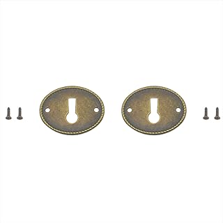 2 PCS Oval Keyhole Covers Metal Vintage Escutcheon Plate for Wooden Furniture