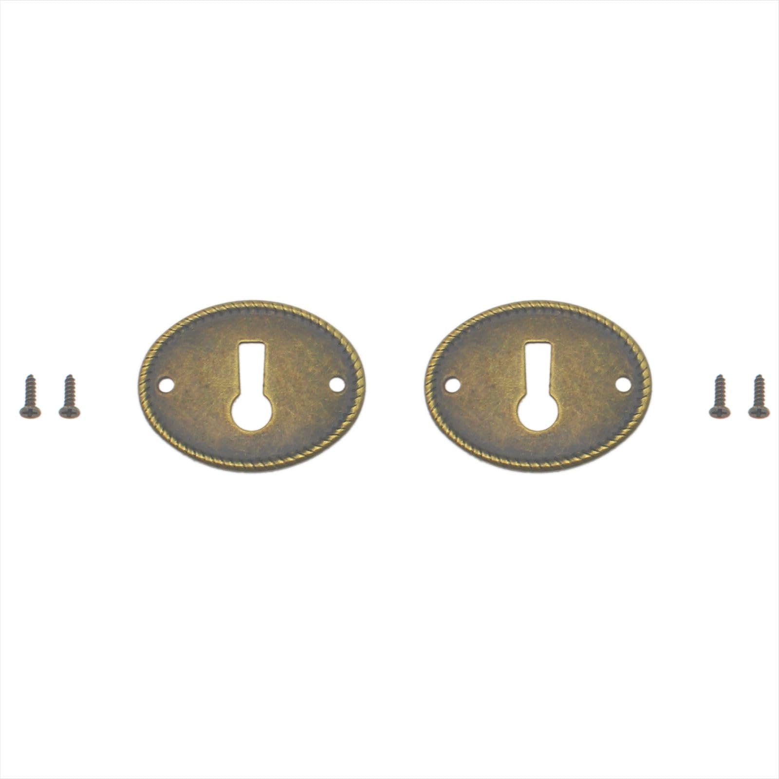 2 coperture ovali per buco della serratura, in metallo, stile vintage, per mobili in legno