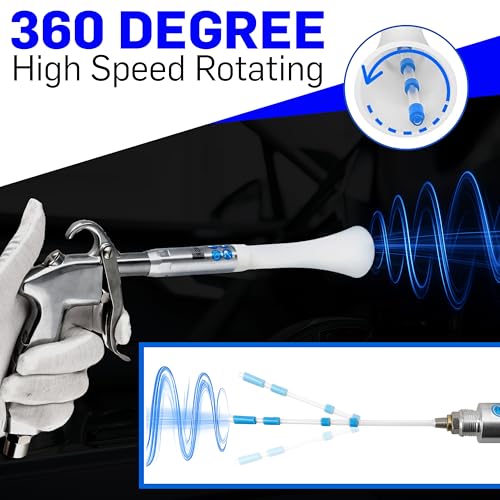 LE LEMATEC Tornado Air Gun for Air Compressor - 4000 RPM, Compact & Lightweight, Low Noise - Ideal Air Gun for Car Detailing and Cleaning Upholstery, Carpets, Furniture