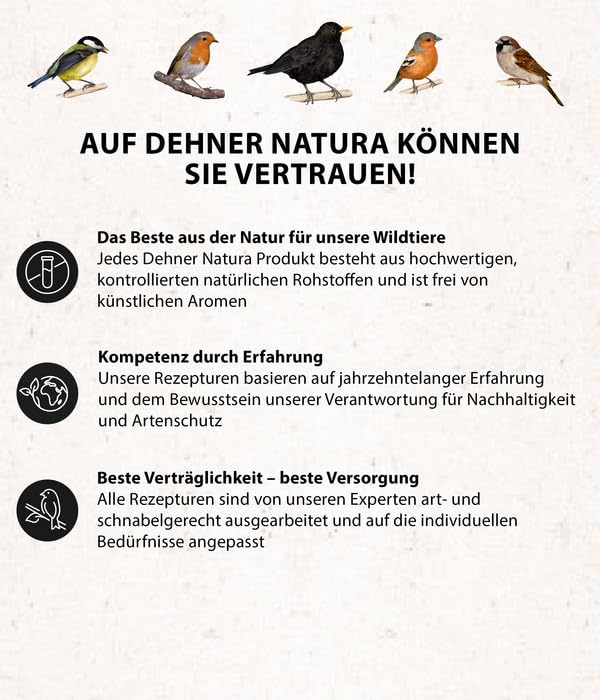 Dehner Natura Premium Wildvogelfutter, Rindertalg im Glas, Sonnenblumenkerne, Ganzjahresfutter energiereich / zuckerfrei, hochwertiges Vogelfutter für Wildvögel, 8 x 250 g (2 kg)