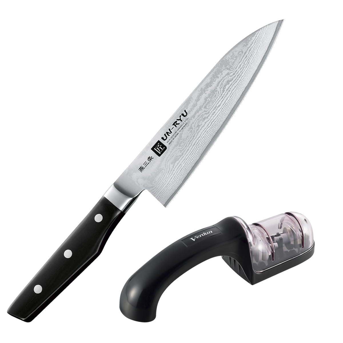 Amazon｜下村工業 日本製 ダマスカス 包丁 雲竜 三徳 170mm 黒柄 VG-10