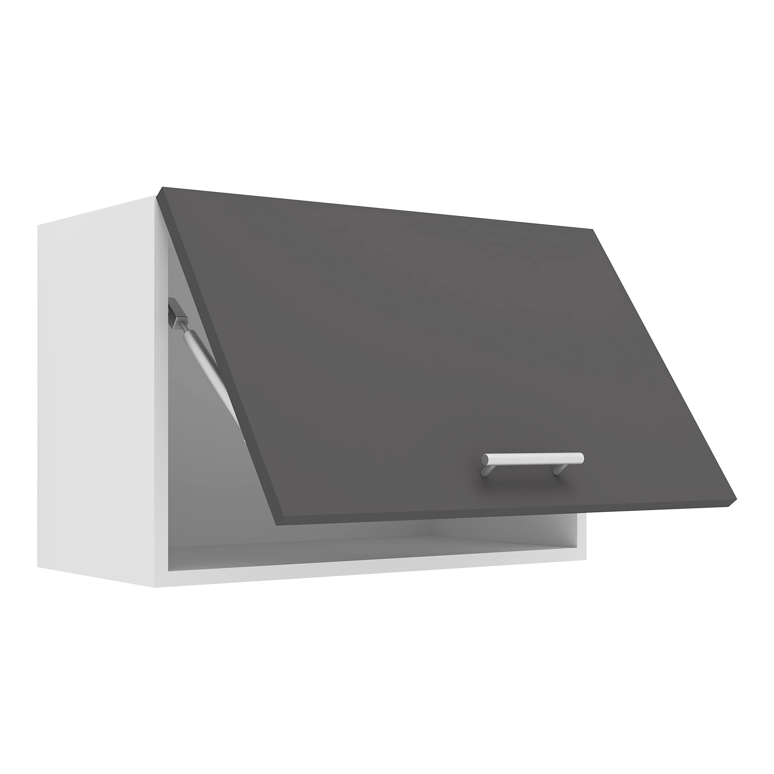 VCM Armoire Suspendue 1 Porte, Bois d'ingénierie, Blanc/Anthracite, Taille Unique