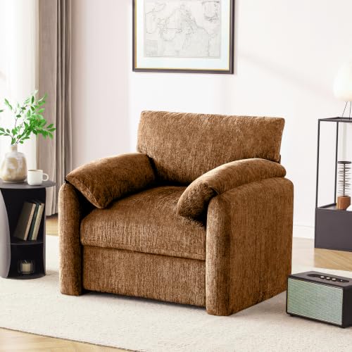Image of Howjoe Accent Chair for Living Room, Oversized Armchair, Rustic Broning