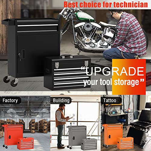 Yenntrss 5-Drawer Rolling Tool Chest, Tool Cabinet Garage 2 In 1 High Capacity Detachable,Tool Box Portable With Wheels And Lock,Top Chest For Warehouse Garage Repair Shop (Black) #TOP7