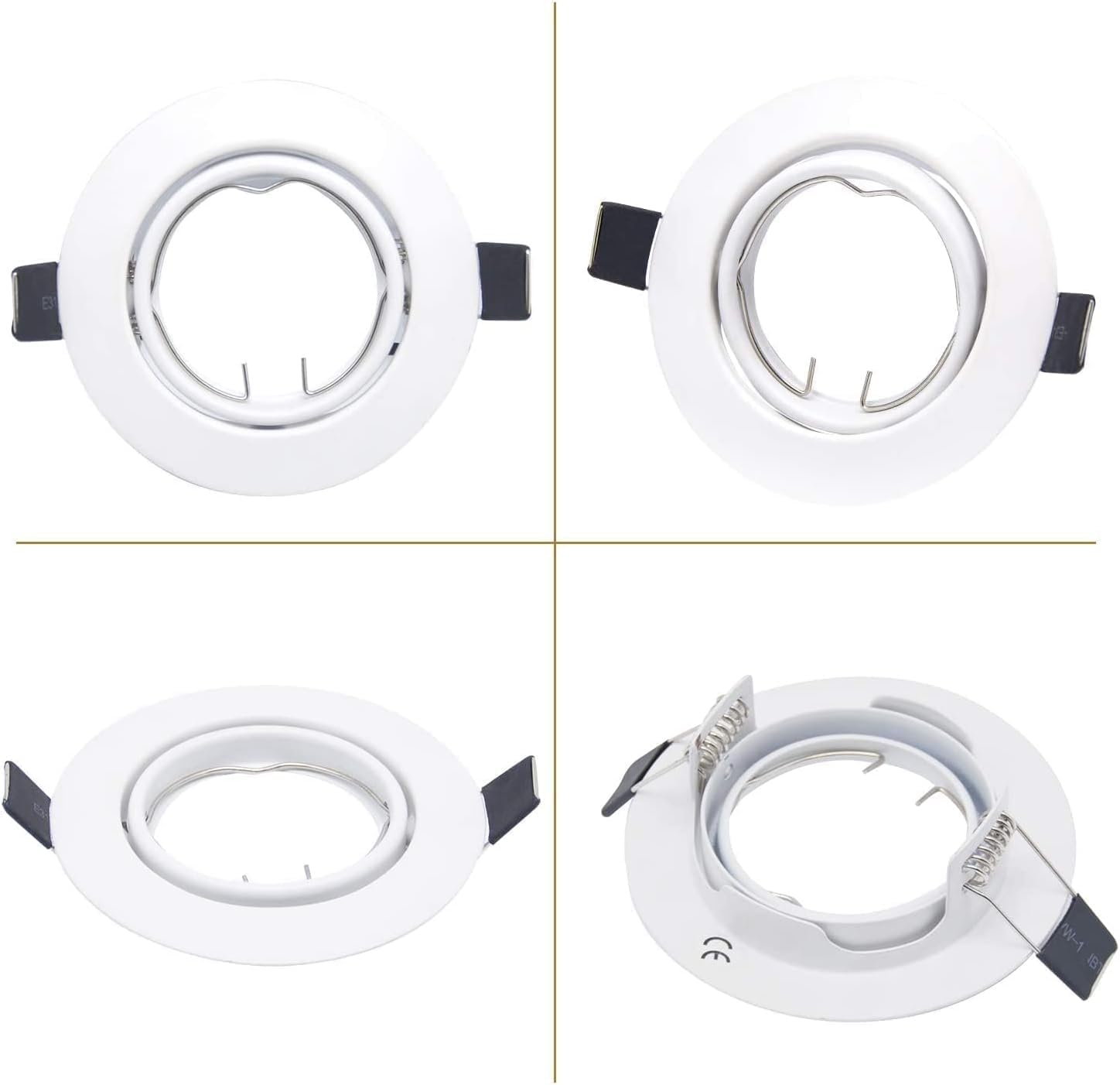 Allesgute Set Di 10 Cornici Da Incasso GU10 Bianco Opaco Cornice Girevole Rotonda Per Faretti Da Incasso 230V Con Presa GU10 Per Lampadine LED O Alogene