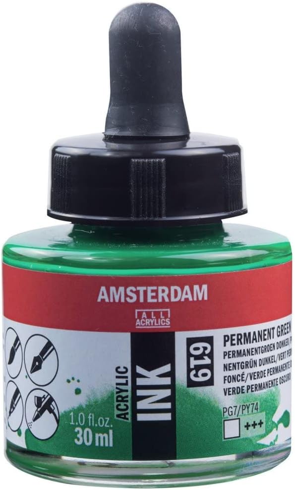 ROYAL TALENS NORTH AMERIC 17206190 AMSTERDAM ACRYLIC INK 30ML PERM.GREEN DP