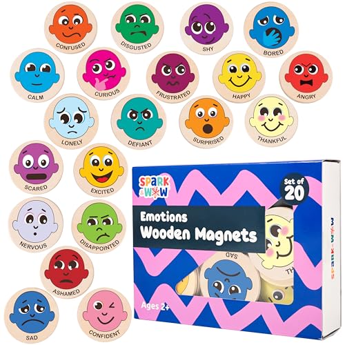 Image of SPARK & WOW Wooden Magnets | Emotions | Magnets for Kids Ages 2+ | Open-Ended Play | Social Emotional Learning Activity