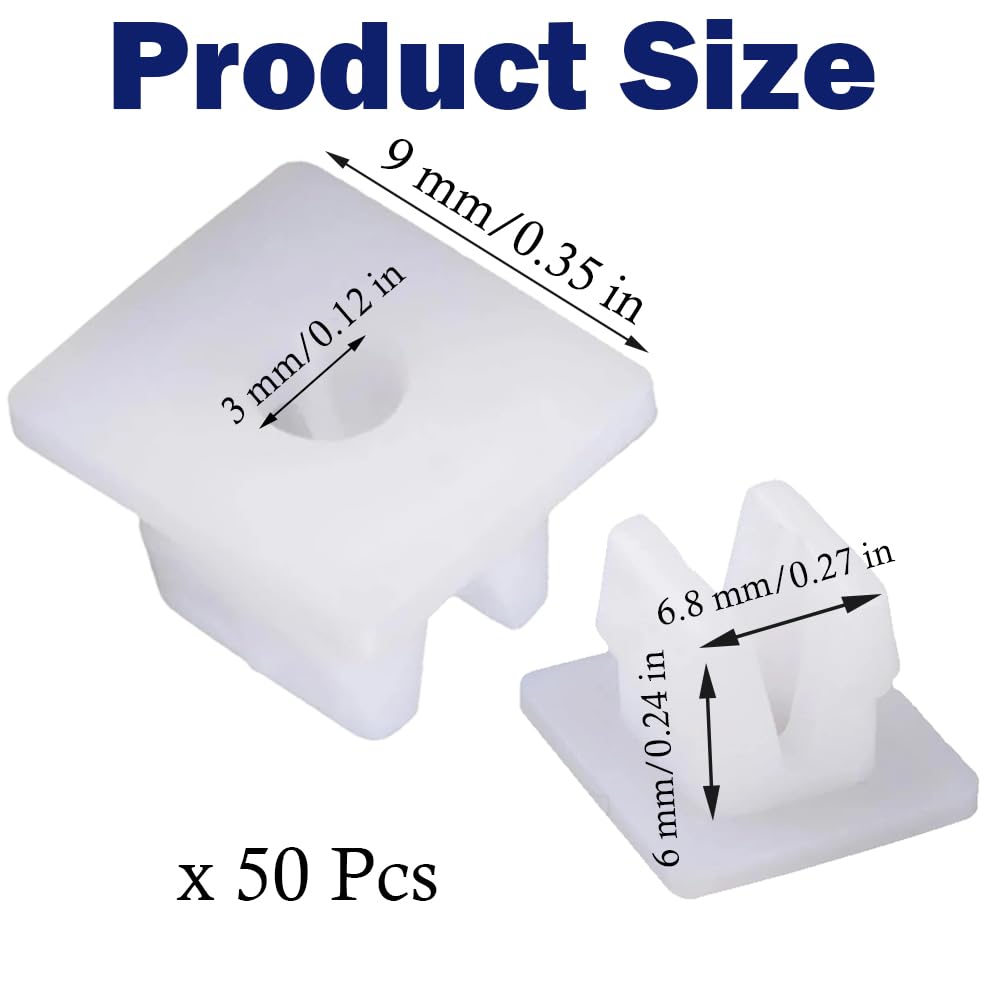 50 Pcs Car Screw Grommets Plastic Insert Expanding Nuts White 6×6.8mm Square Hole Mounting Clip Retainers for Automotive Replacement Parts Protect Cables - Image 3