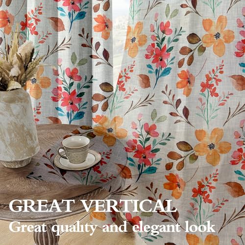Image of Cortina Linen Polyester Printed Curtains Set of 2, Curtain for Doors Home Decor Items for Living Room Bedroom (Yellow, 9FT)