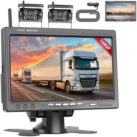 Inefala Cámara de Marcha atrás inalámbrica (Dual) con 7 Pulgadas HD IPS Monitor, IP68 a Prueba de Agua de visión Nocturna del Coche cámara de visión T...
