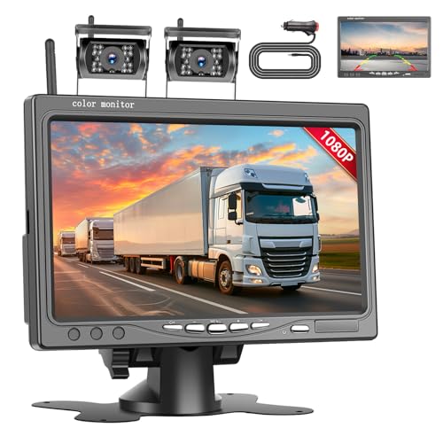 Inefala Cámara de Marcha atrás inalámbrica (Dual) con 7 Pulgadas HD IPS Monitor, IP68 a Prueba de Agua de visión Nocturna del Coche cámara de visión T...