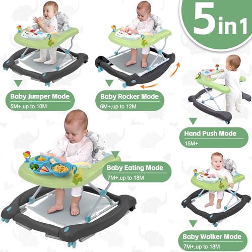 image for Pawtong Foldable Baby 5-in-1 Activity Walker - Rocker, Activity Center