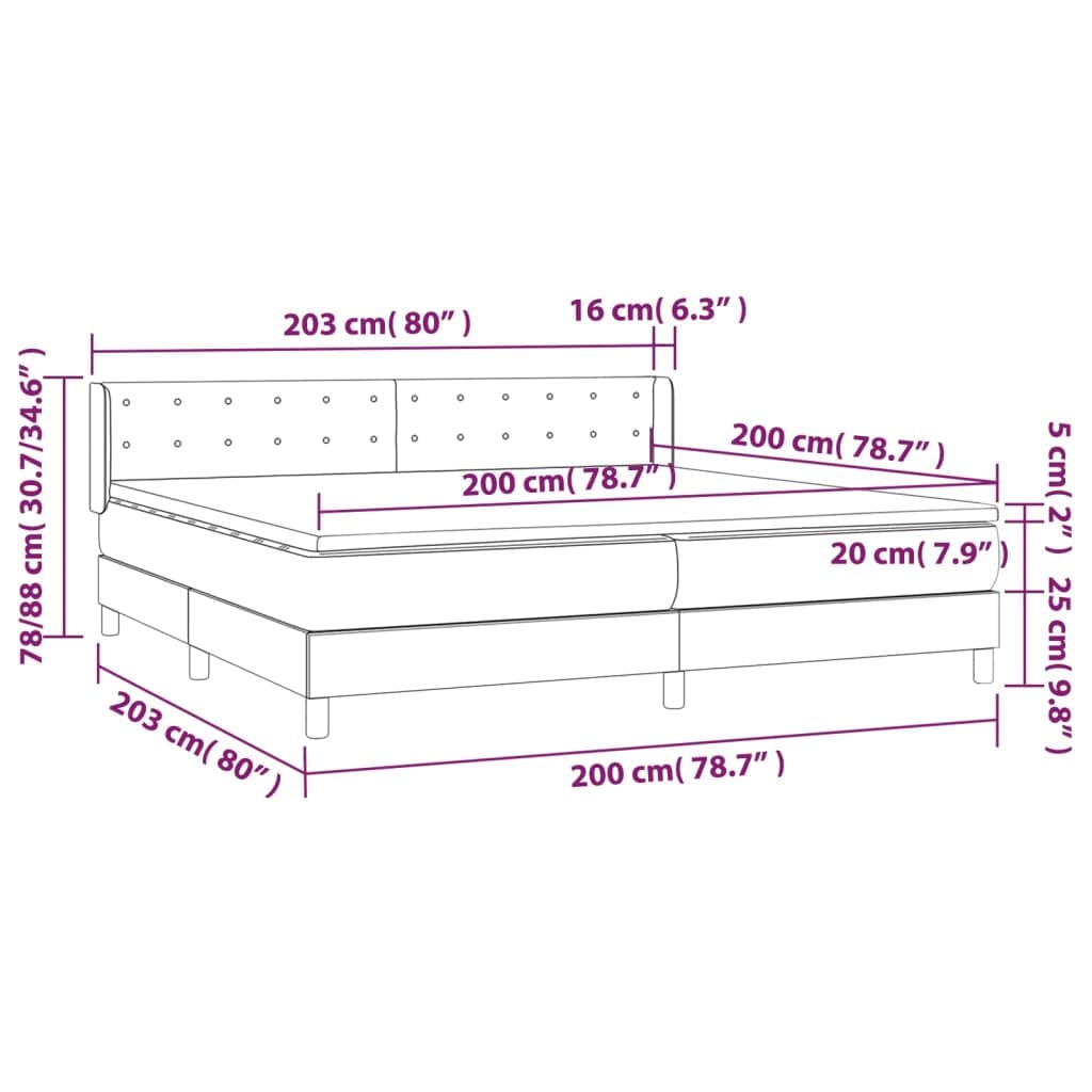 Łóżko kontynentalne z obiciem ze sztucznej skóry, kolor cappuccino, 200 x 200 cm, łącznie z materacem ze sprężynami kieszeniowymi i zagłówkiem o regulowanej wysokości, trwałe łóżko