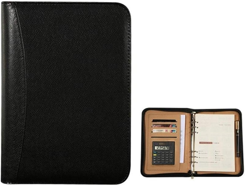 Diario y cuaderno Agenda Cuaderno de notas de cuero Carpeta Calculadora Titular de la tarjeta Bloc de notas Papelería Kawaii B5 A5 A6 Planificador de negocios Cuaderno espiral diario ( Color : Black , Size : B5 )