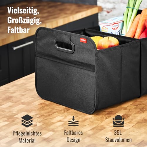 achilles Auto Kofferraum Organizer XL – Kofferraumtasche XL mit viel Stauraum – Geräumige & Pflegeleichte Faltbox – Auto Zubehör Innenraum Organizer – Stabiler Boden & Tragegriff – Schwarz