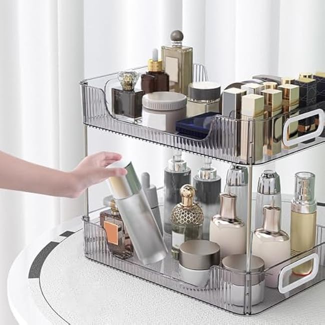 3-4 Tier Acrylic Storage Rolling Cart Mobile Shelving Unit Organizer Utility Trolley for Bathroom Kitchen OfficeClear, 4 Tier-TIE0Yaq0