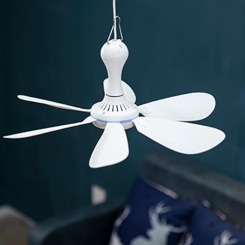 Miniatura 10 de KUYYFDS Ventiladores de techo, ventilador de techo portátil, mini ventilador de techo USB colgante silencioso ventilador de tienda de campaña para