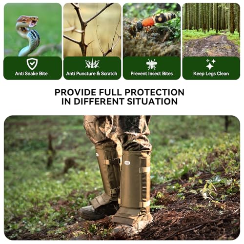 GearOZ Snake Gaiters Snake Chaps, Waterproof Lower Legs Snake Guards, Snake Bite Protective Gaiters, Anti-Snake Boots for Men/Women, Adjustable Size for Hunting/Hiking/Farm Working, Khaki by GearOZ - Image 4