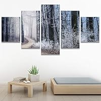SIGNWIN 5 Panel Canvas Wall Art Rustic Woods for Home Decorations Ready to Hang - 60