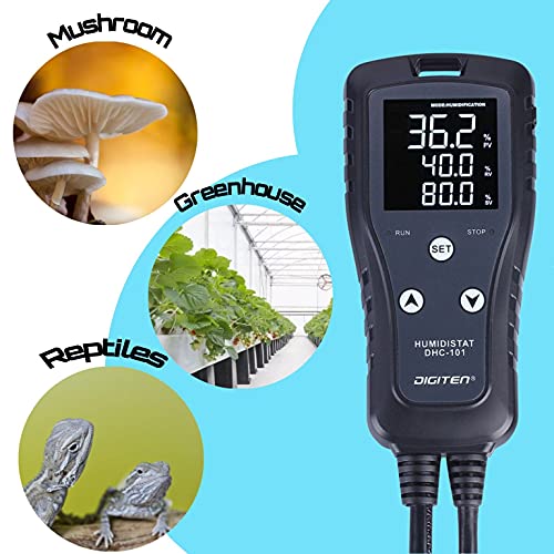 Digiten Humidity Controller Dhc101 Digital Humidistat Pre Wired Outlet Reptile Humidity Controller For Grow Tent Mushroom Greenhouse Homebrew Fermentation Humidifier Dehumidifier #TOP6