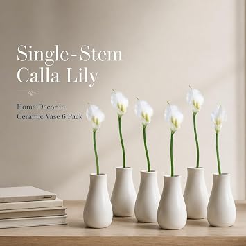 Larksilk 6-Pack 18 Real Touch Calla Lily Stem Realistic Silk Artificial Flowers for Weddings, Vases & Home Decor