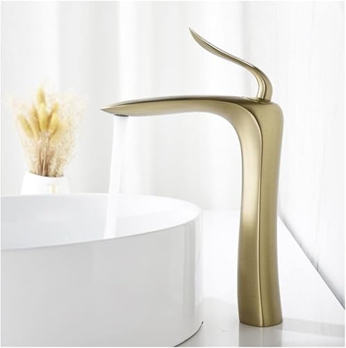 Miniatura 2 de Grifo de lavabo, grifo de baño dorado, grifo mezclador de lavabo de una sola manija, grifo negro y gris, grifo cromado de latón macizo, grúa de agua