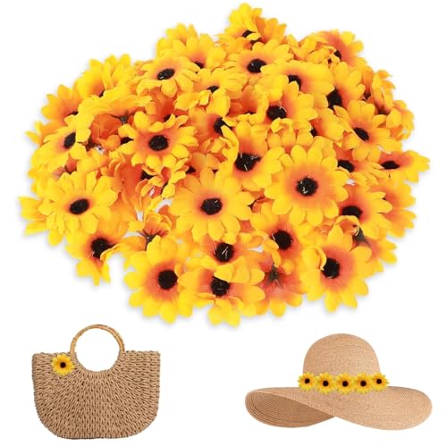 Lot de 20 fleurs artificielles, têtes de tournesols décoratives, fausses fleurs en plastique, pour bricolage, artisanat, décoration de fête d'automne, 20...