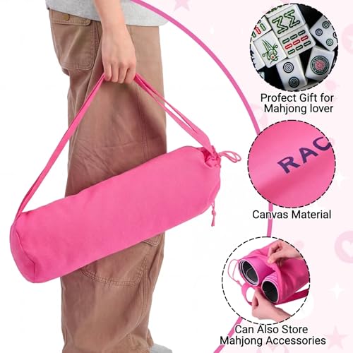 Bolsa rosa con cordón para rack de Mahjong miniatura 4