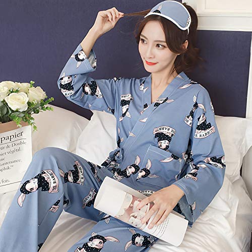 Ensemble Pyjama Femmes,Femmes Pyjamas Imprimer Pantalon Automne Hiver Pijamas Ensemble Femmes Sleep Set Bleu Nuit Kimono Salle De Bains Femmes Pyjama Ensembles Long Pantalon Ensemble Robe, Xxl Cover